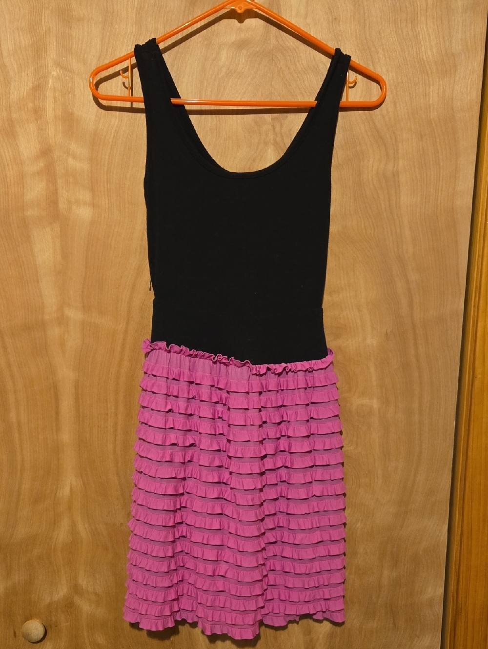 Trixxi Black Tank Top with Pink Ruffle Skirt Dress